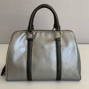Auth VTG DIOR Monogram Silver Patent Leather Bag